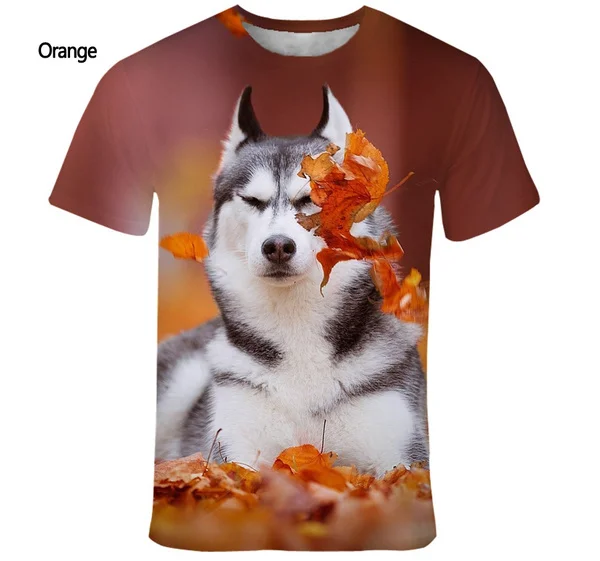 2023 New Fashion Husky Dog 3D Printing T-shirt Men's and Women's Casual Short-sleeved T-shirt Animal Shirt Top