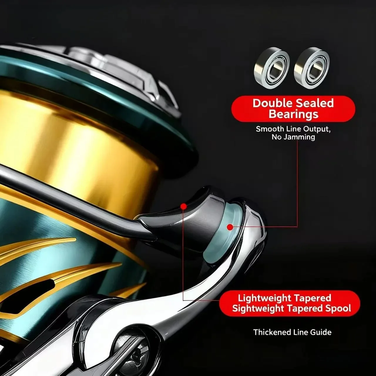 OKUMA 1000-7000 Vollmetall-Spinnrolle 7+1 Lager 5.1:1 Übersetzungsverhältnis 5KG Max. Bremskraft Universelle Köderrolle für Meer- und Süßwasser – Detail 7