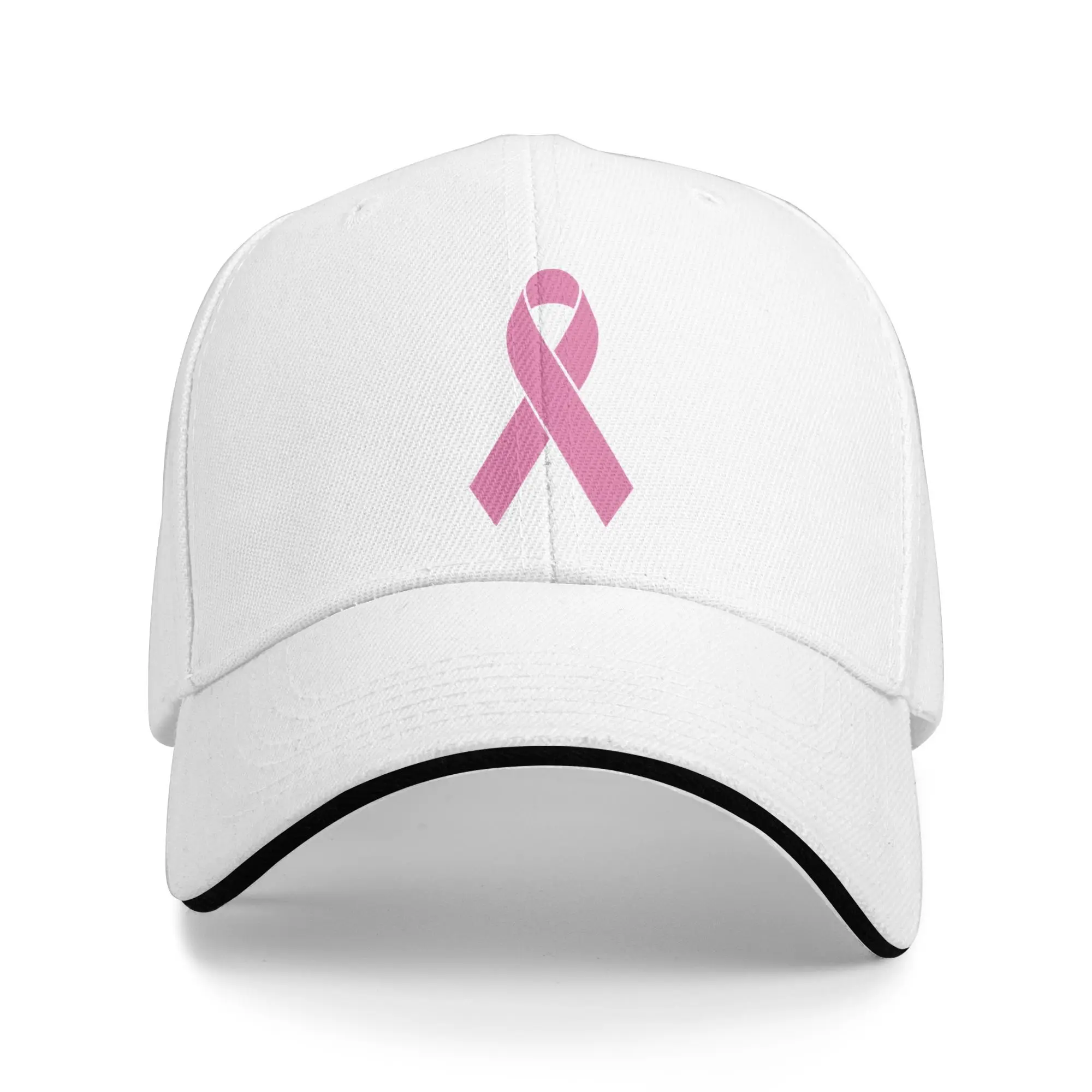 Pink Breast Cancer Awareness Ribbon Sandwich Caps Adult ,Hip-Hop  Hats Fishing Hat Adjustable Polyester Baseball Caps Summer