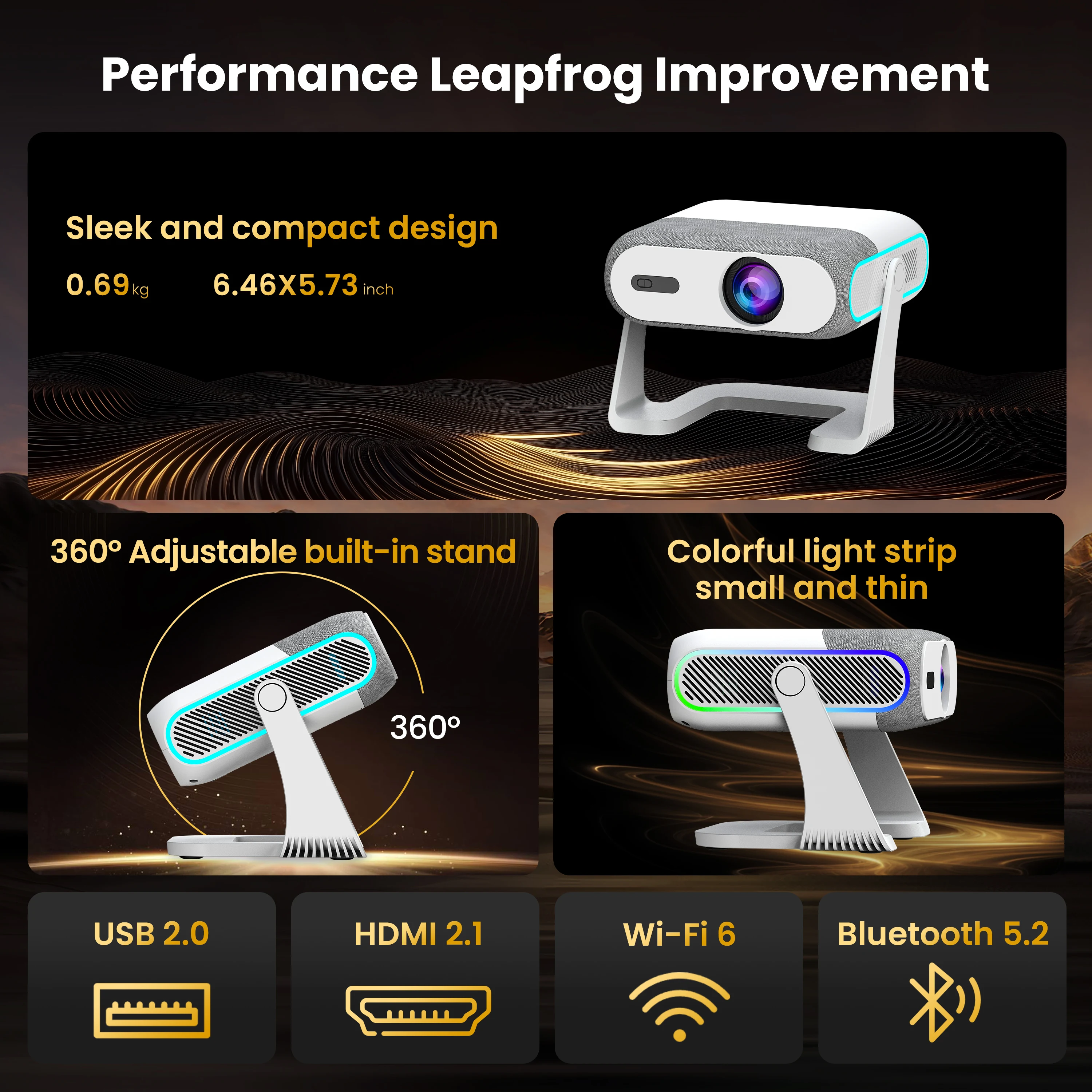 XNANO NEW HA116 Projector Supports Brand Customized 4K Android 14 AutoFocus LCD 300ANSI 720P Bluetooth Voice Remote Control