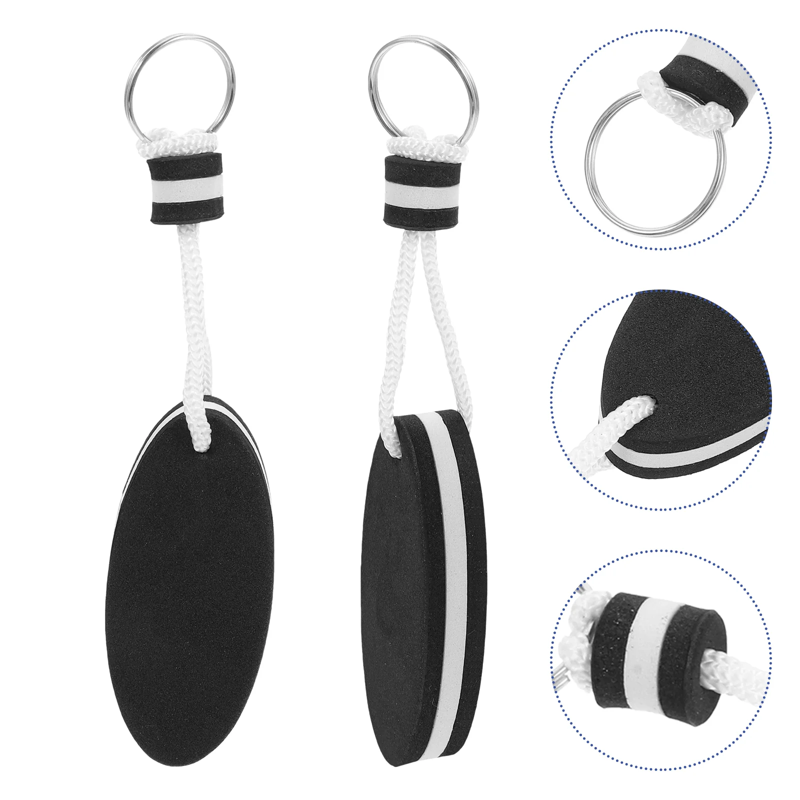 2Pcs EVA Floating Keyring Water Buoyant Keychain for Kayak Canoe Marine Nautical Boating Swim Beach Outdoor (Black)