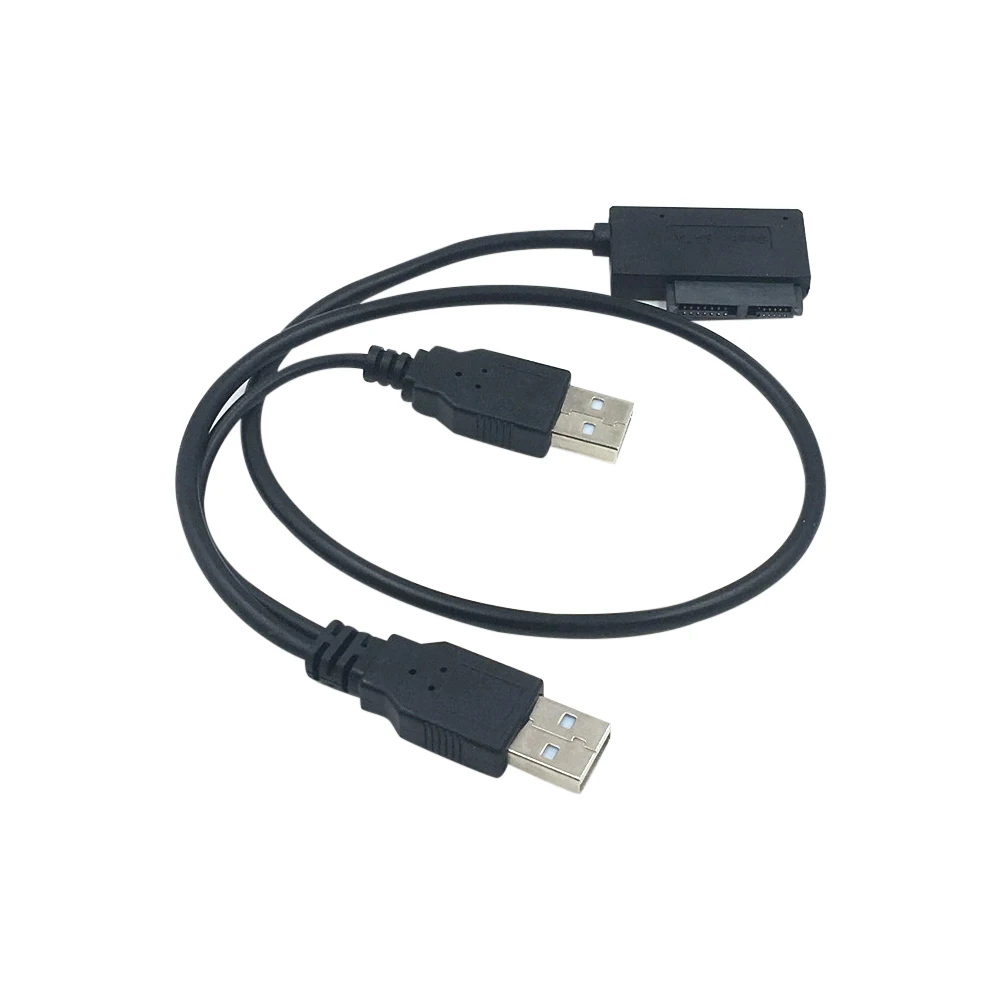 USB 2.0 to 6+7 13Pin Slimline Slim SATA Cable with External USB2.0 Power Supply for Laptop CD-ROM DVD-ROM for HDD Caddy