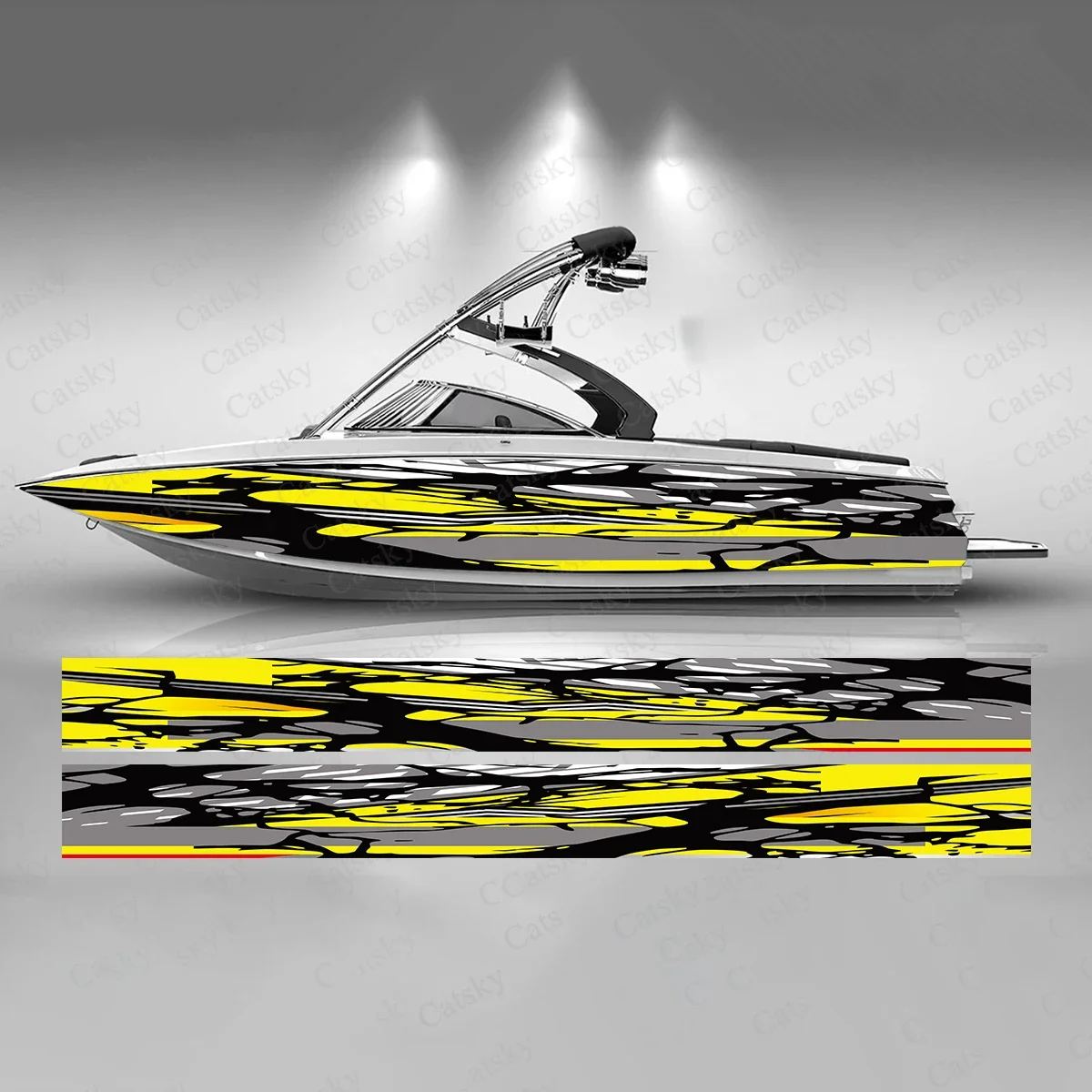 Abstract Cracked Texture Color Boat Sticker Fashion Custom Fish Boat-Sticker Vinyl Waterproof Boat Wrap Graphic Boat Wrap Decal