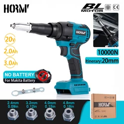 Hormy Electric Rivet Gun Brushless Wireless Rivet Nut Gun Cordless Rechargeable Auto Riveting Drill Tool For Makita 18V Battery