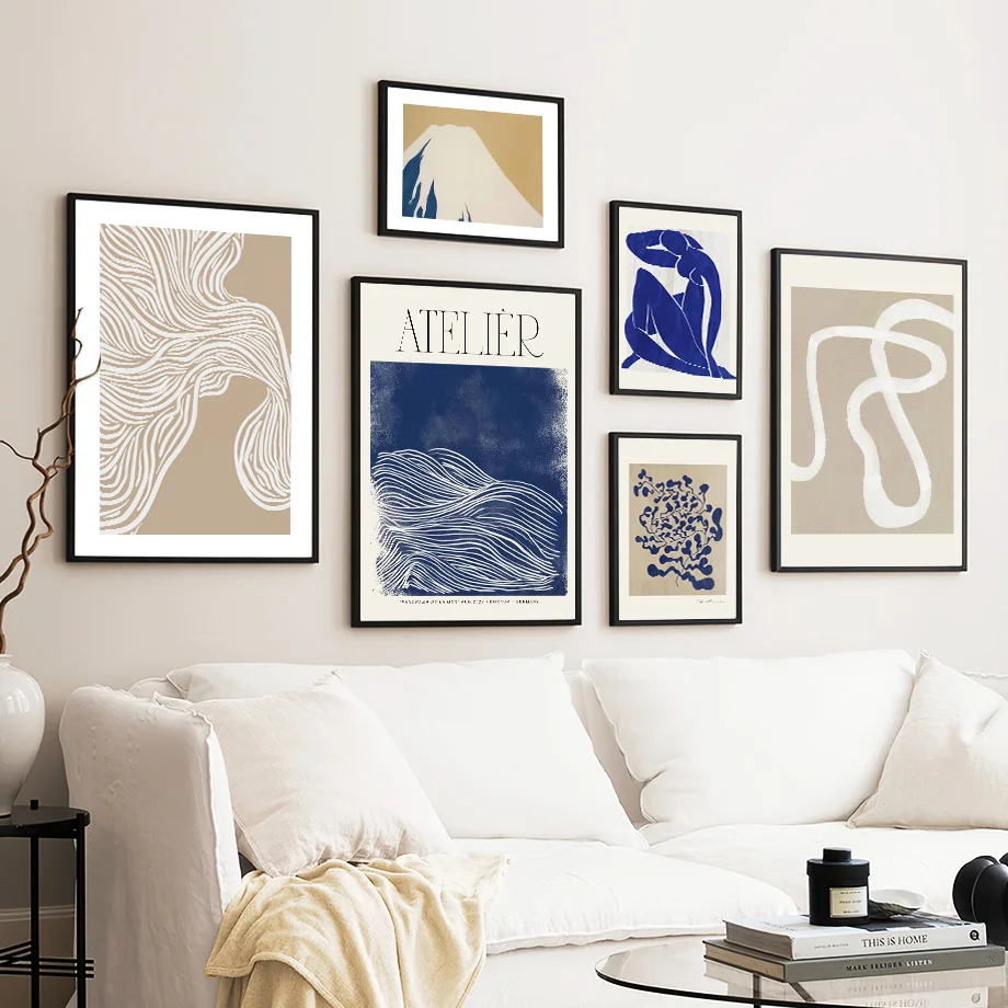 Abstract Blue Vintage Posters And Prints Matisse Line Girl Wall Art Canvas Painting Hotel Bar Pictures Living Room Home Decor ﻿