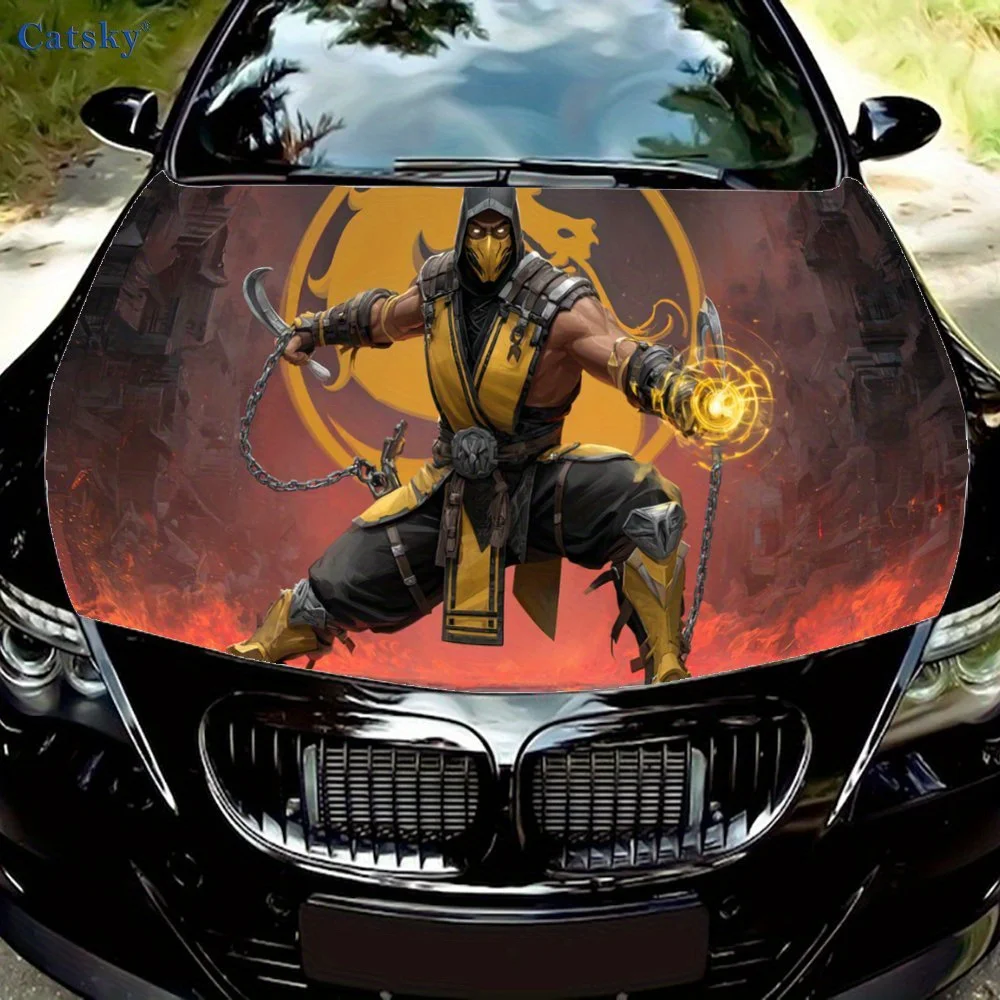 

Наклейки на капот автомобиля Fire - Energy Warrior Print, водонепроницаемые самоклеящиеся, устойчивые к царапинам, легко приклеиваемые, прочные автомобильные наклейки из ПВХ