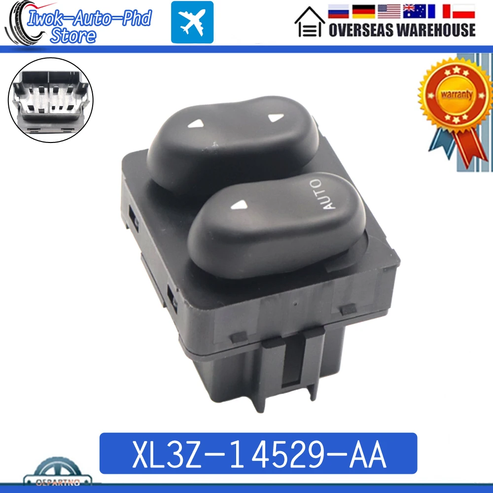 XL3Z-14529-AA Front LH Left Driver Side Power Window Door Switch Button For Ford F150 F250 Truck w/ 2 door 1999-2002 SW7091