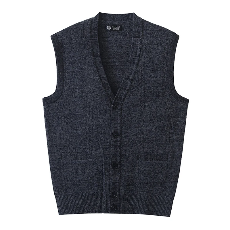 Outono inverno masculino de malha coletes quentes dos homens retro botão com decote em v jumper coletes de malha masculino camisola colete jaquetas roupas