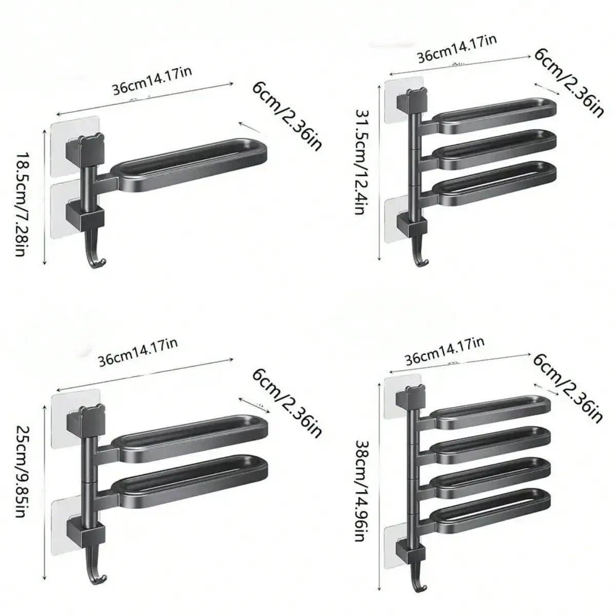 Plastics Rotating Towel Rack Wall Mounted Shower Towel Rack Multi-Layer Rotation Rotatable Holder Space Saving Wear-Resistant