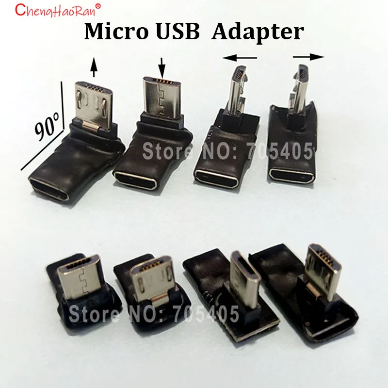 1PC Micro To Micro USB Left Right Elbow 90 ° Male to FemaleFor  Android Phone Tablet Charging Data Extension Cable  5Pin Adapter