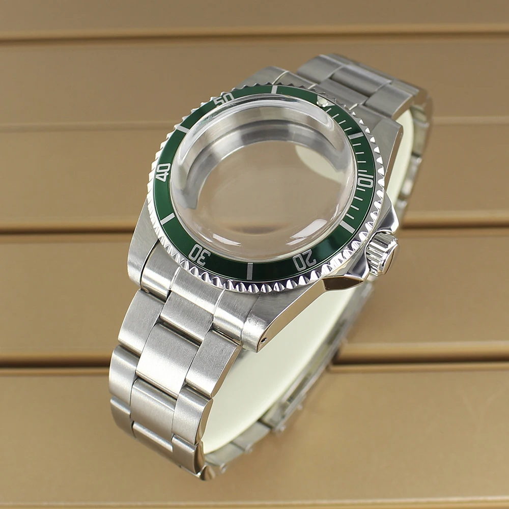Prata 38mm caso vintage para nh35 nh36 nh34 nh70 movimento relógio caso cinta peças de reparo cúpula vidro acrílico moldura unidirecional
