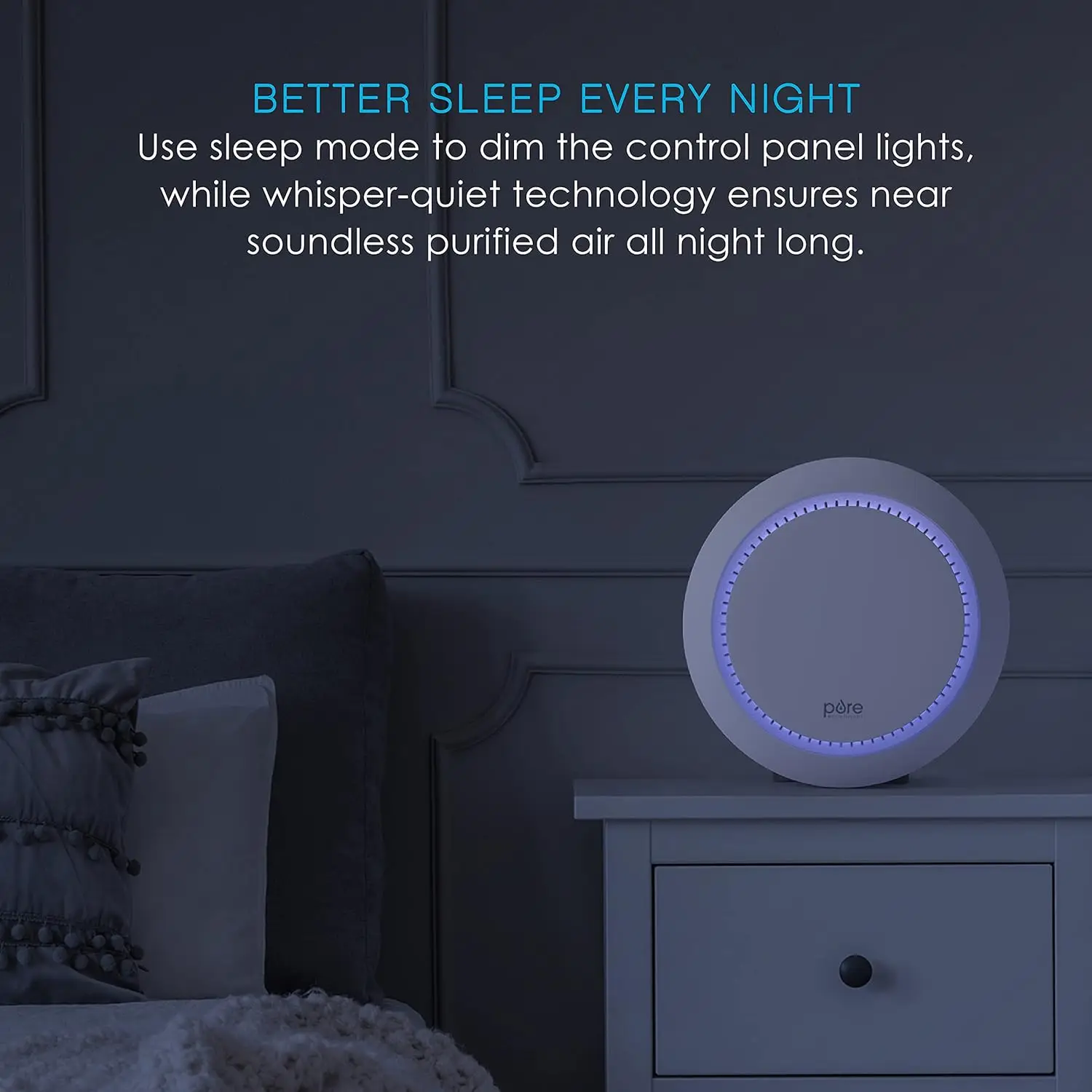 PureZone Halo Medium Room Air Purifier, 2 Stage Filtration, Purifies Air of Smoke, Pollen, Dust, and Pet Hair - Easily Fits