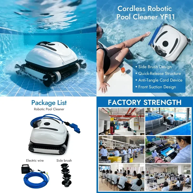 STROVAN High Quality High Suction Wired Robotic Pool Cleaner Vacuum Dual Active Scrubbing Brushes Eco-Friendly IPX8