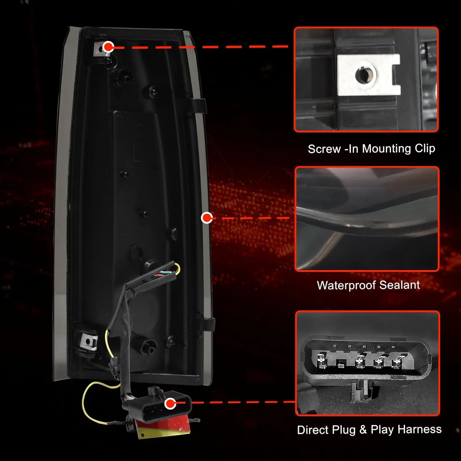 LED Tail Lights for Chevy GMC 1988-1999 C/K Pickup Truck Silverado Suburban Sierra Tahoe Yukon Turn Signal Brake Reverse Light view 5