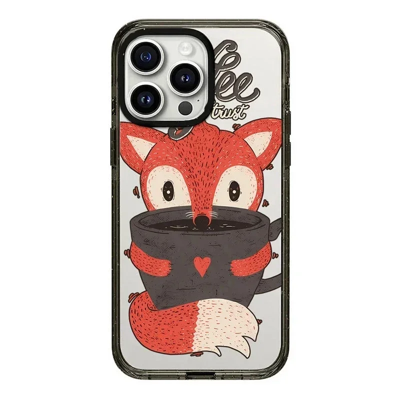 2.0 Upgrade Acrylic Border Fox Dog Phone Case Cover for iPhone 11 12 13 14 15 16 Pro Max Case for iPhone 16 Pro