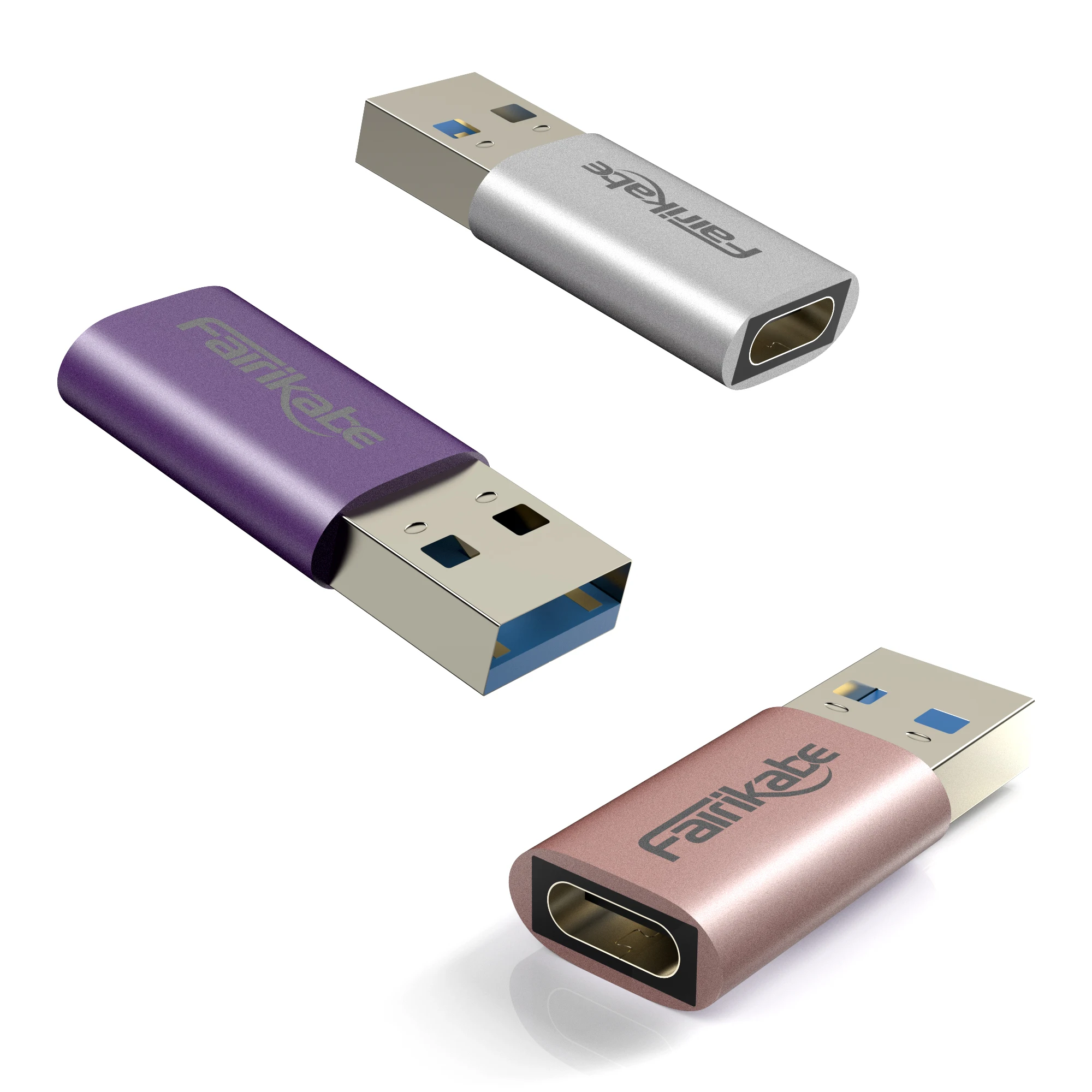 Fairikabe 3Pack USB 3.0 to USB C Adapter USB C Female to USB Male Converter For Laptop Computer Charger Power Bank And More