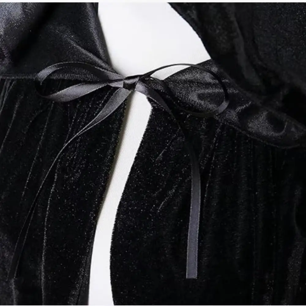 Solid Color Velvet Cloak Full Length Velvet Material Long Cape Reversible Design Black Red Green Hooded Robe Halloween Party