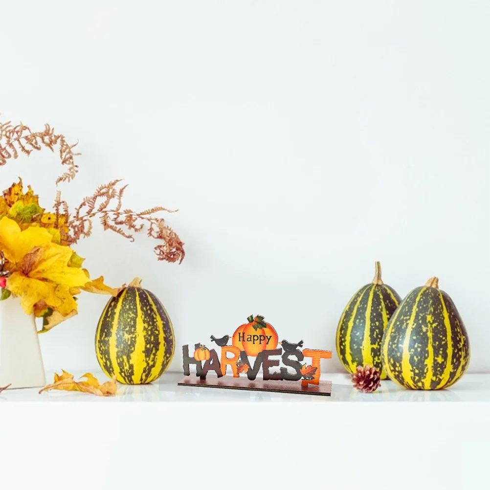 

2 pcs Wooden naments Decorative Cartoon Prop Creative Lovely Adornment Colorful Decor Thanksgiving Stylish Letter Word