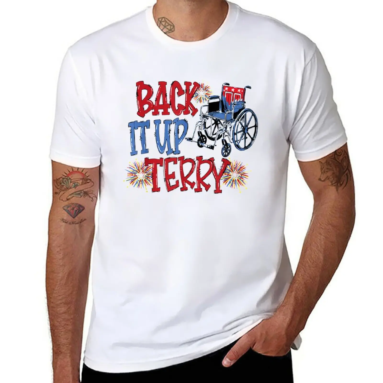 

New Back It Up Terry 4th Of July Firework American Flag T-Shirt plus size t shirts heavyweight t shirts mens graphic t-shirts