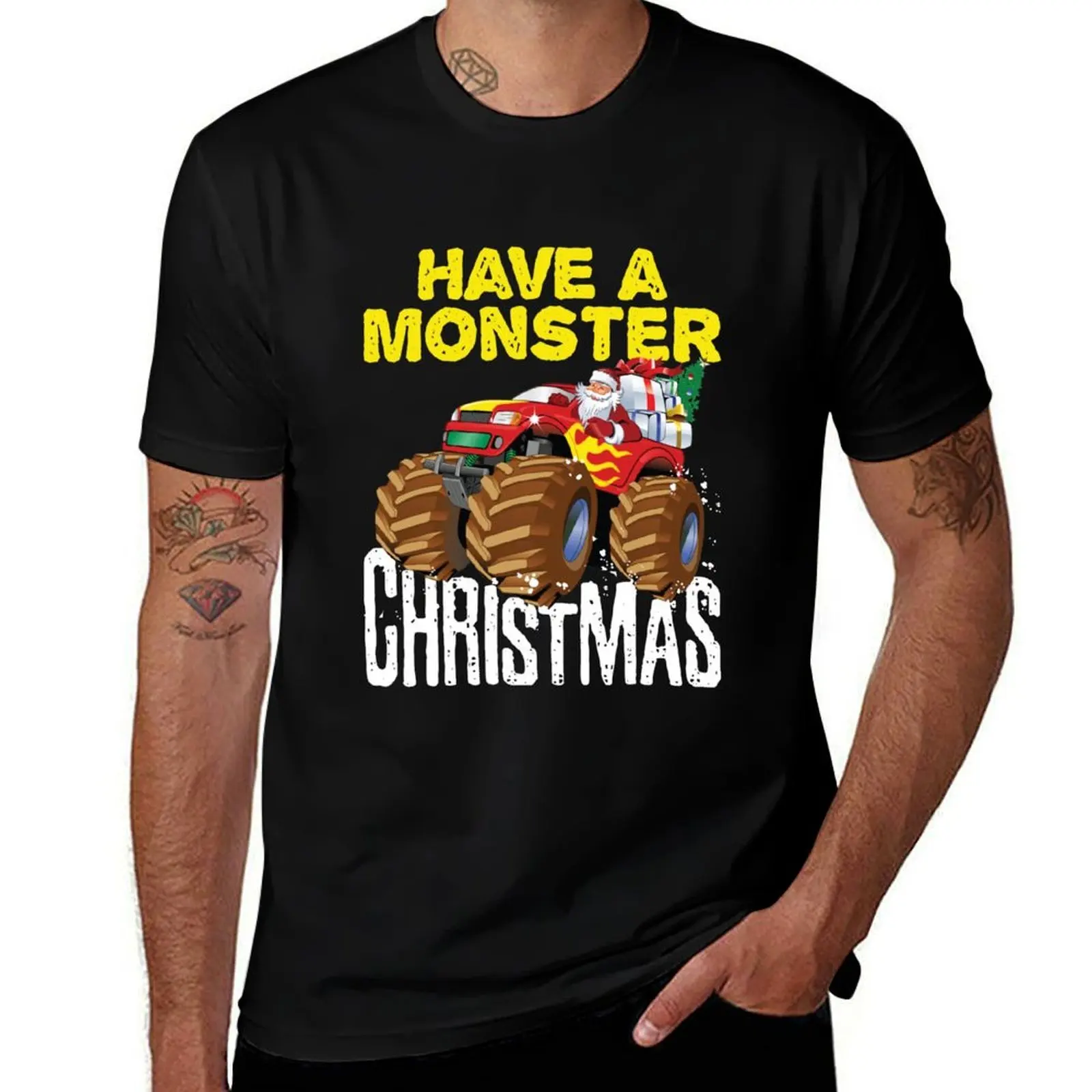 

tshirt g man Monster shirts man t T-Shirt Christmas cotton Truck for shirt t men 100% for