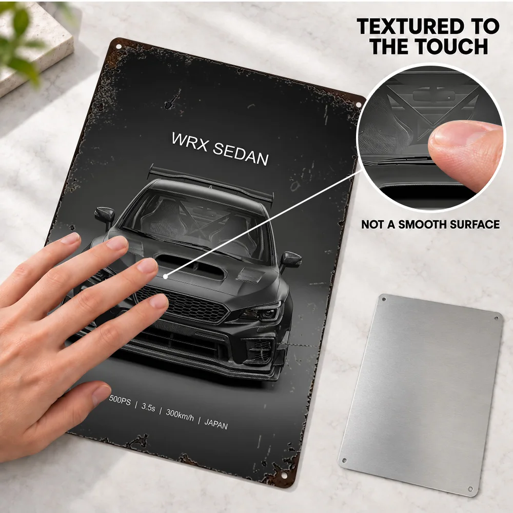 Japanese Black WRX Sedan 2018 Car Aluminum Poster Personalized Metal Sign Minimalist Design Wall Art For Garage Collector Gift