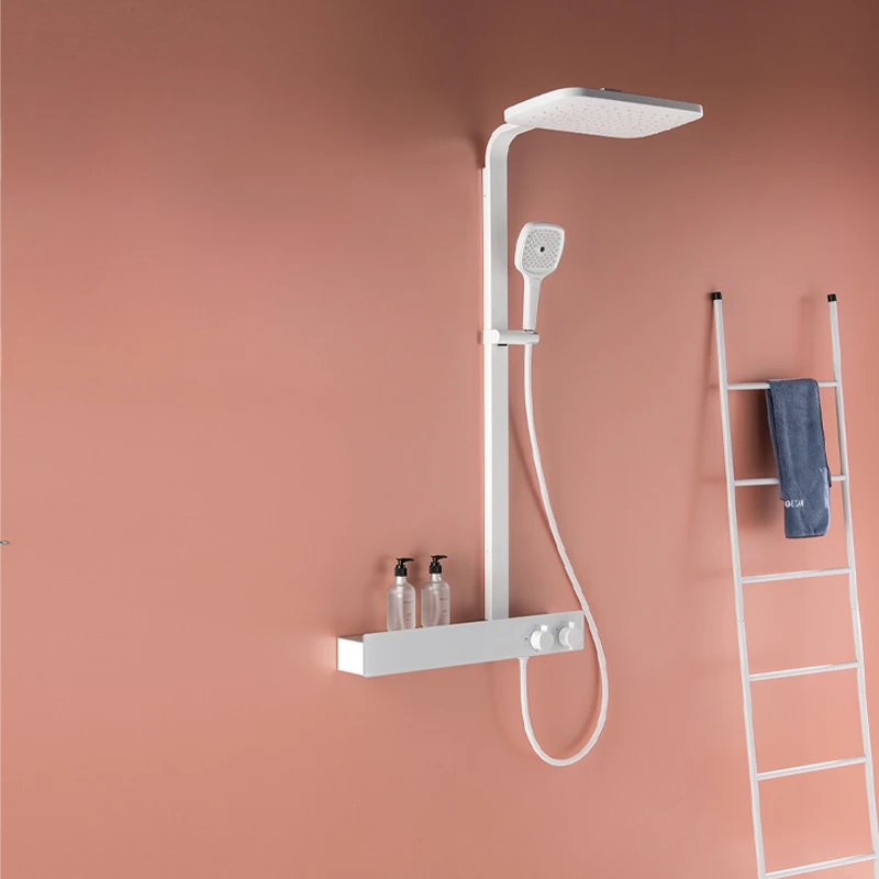 Thermostatic shower shower set All copper rain bathroom pressurized rain shower Extra long shelf