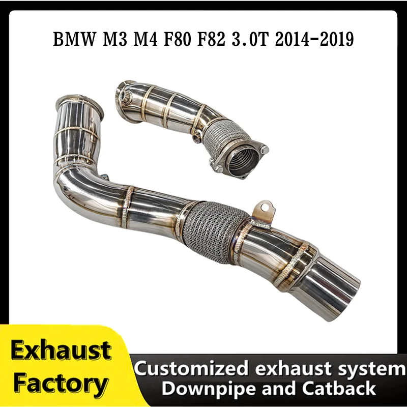 For BMW M3 M4 F80 F82 3.0T 2014-2019 Engine high flow muffler exhaust system  exhaust no cat downpipe manifold