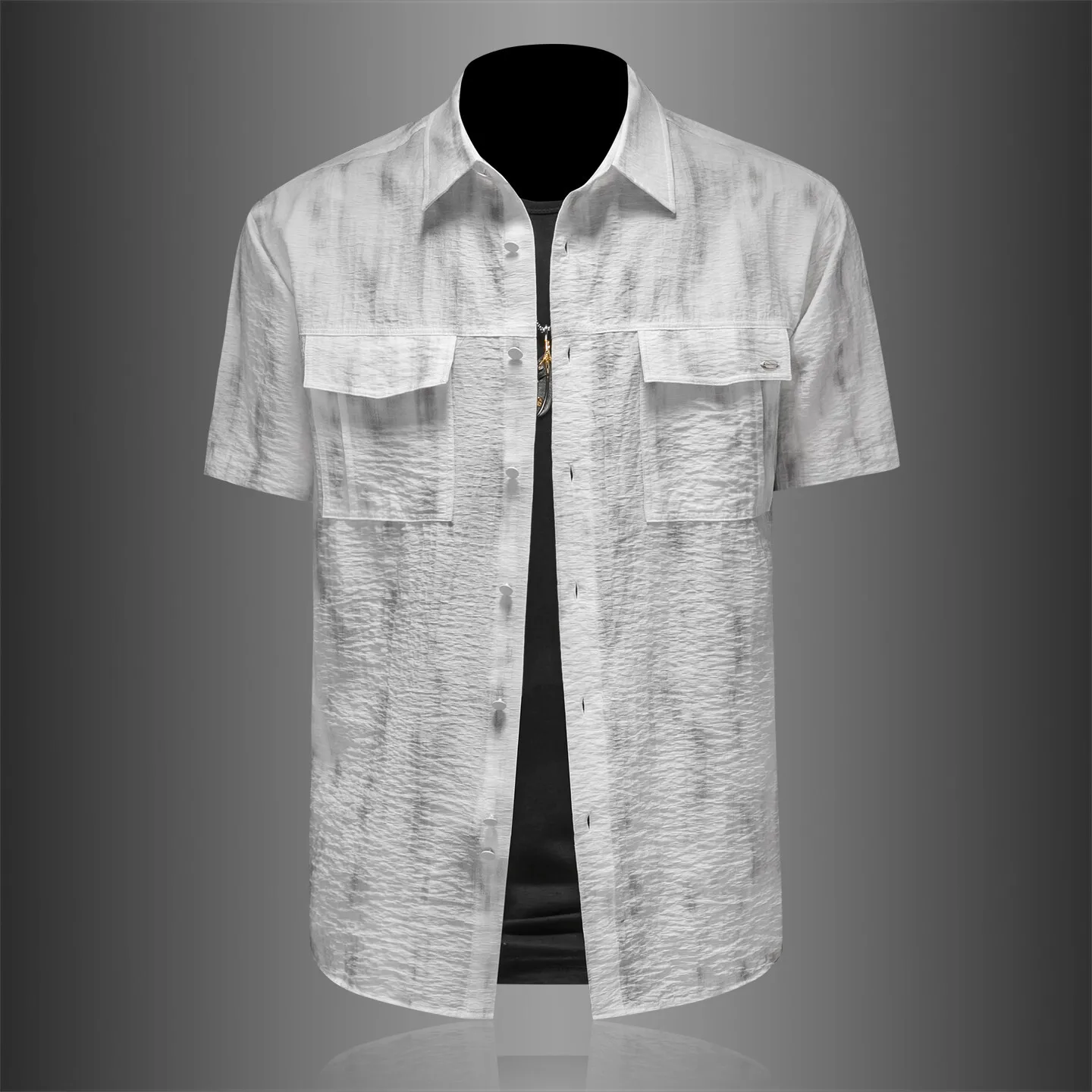 

Мужской летний новый свободный кардиган из тонкого льняного материала с коротким рукавом, повседневный, с принтом, стандартной длины, на пуговицах