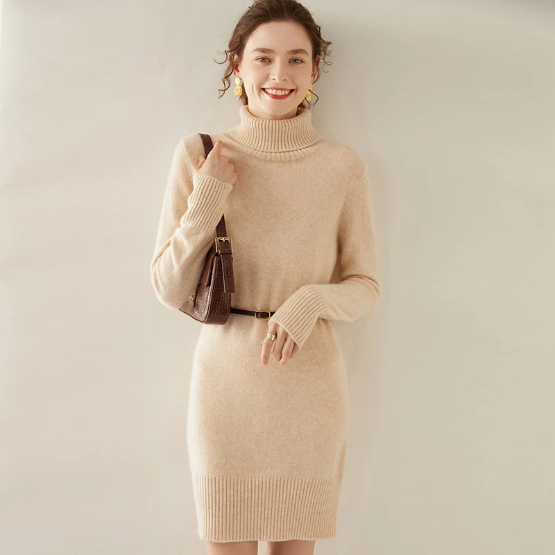 Extended 100% cashmere pullover Fall/winter new cashmere sweater women's lapel pullover warm bottom knit shirt top