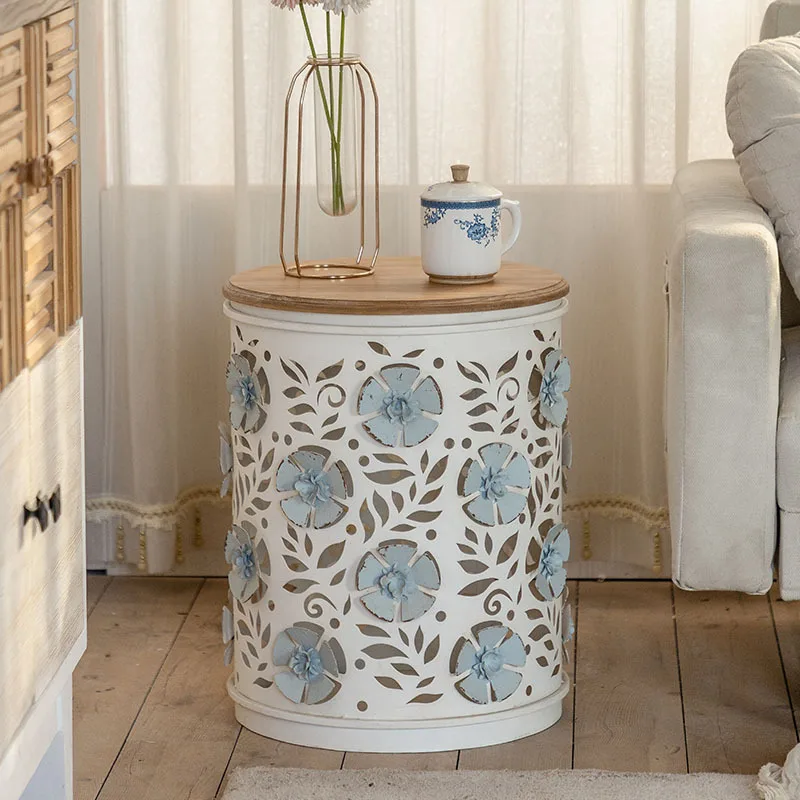 

Retro old wrought iron storage side few bed and breakfast living room bedroom solid wood coffee table small apartment household