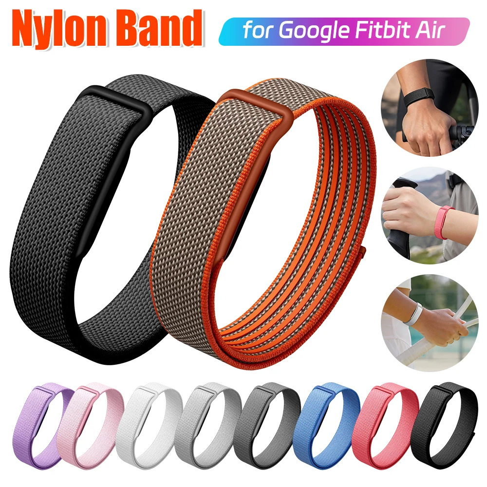 Sportliches Nylon-Armband mit Flechtmuster für Google Fitbit Air, Ersatzarmband, weiches, atmungsaktives Armband, verstellbares, schweißfestes Band
