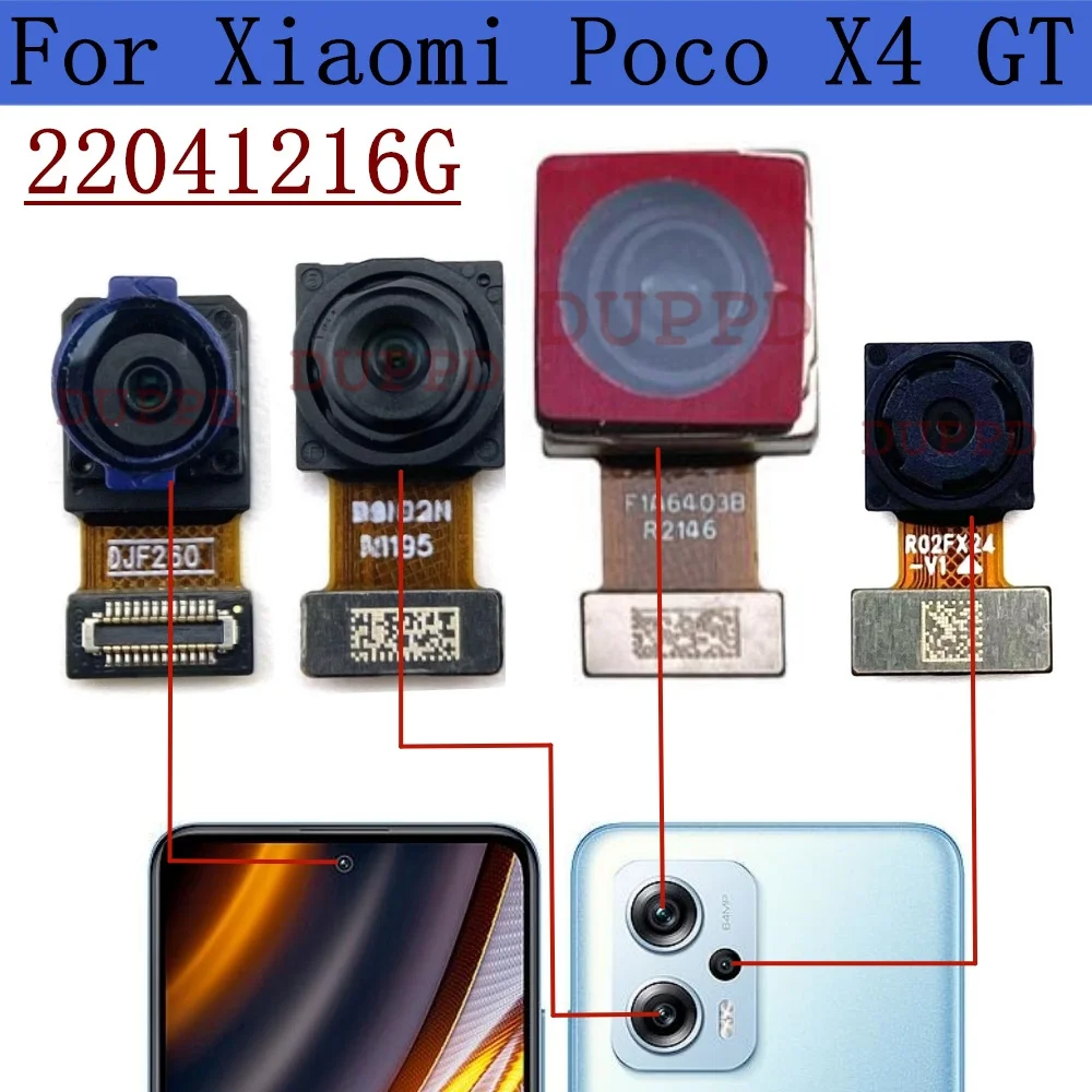 Front Rear Camera For Xiaomi Poco X4 GT X4GT 22041216G Selfie Frontal Back Main Camera Module Flex Repair Spare Parts