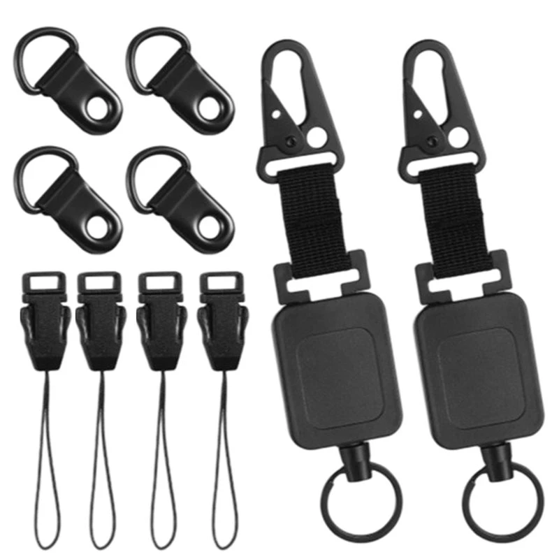 Retractable Carabiner Keychain Ring Extendable Outdoor Reel- Easy Pull Back Clip Featuring 2 Pull Tabs Eco-Friendly