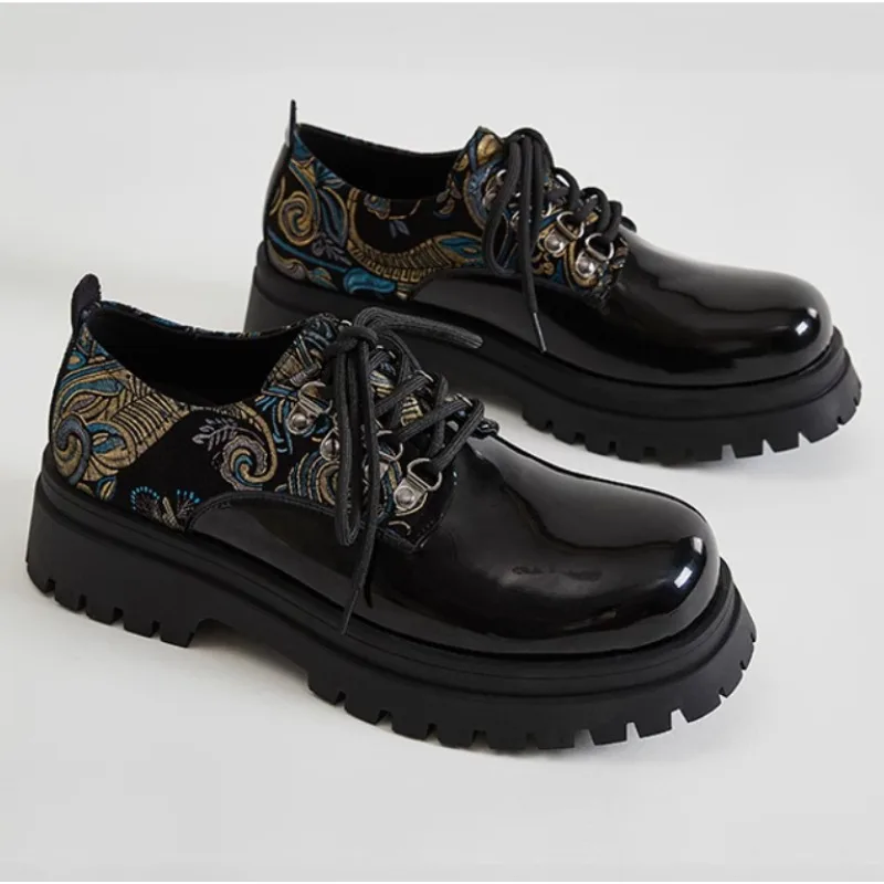 

Мужская обувь высокого качества, кожаная обувь с большой головкой, дышащая модная брендовая мужская обувь на платформе, повседневная обувь дерби в британском стиле