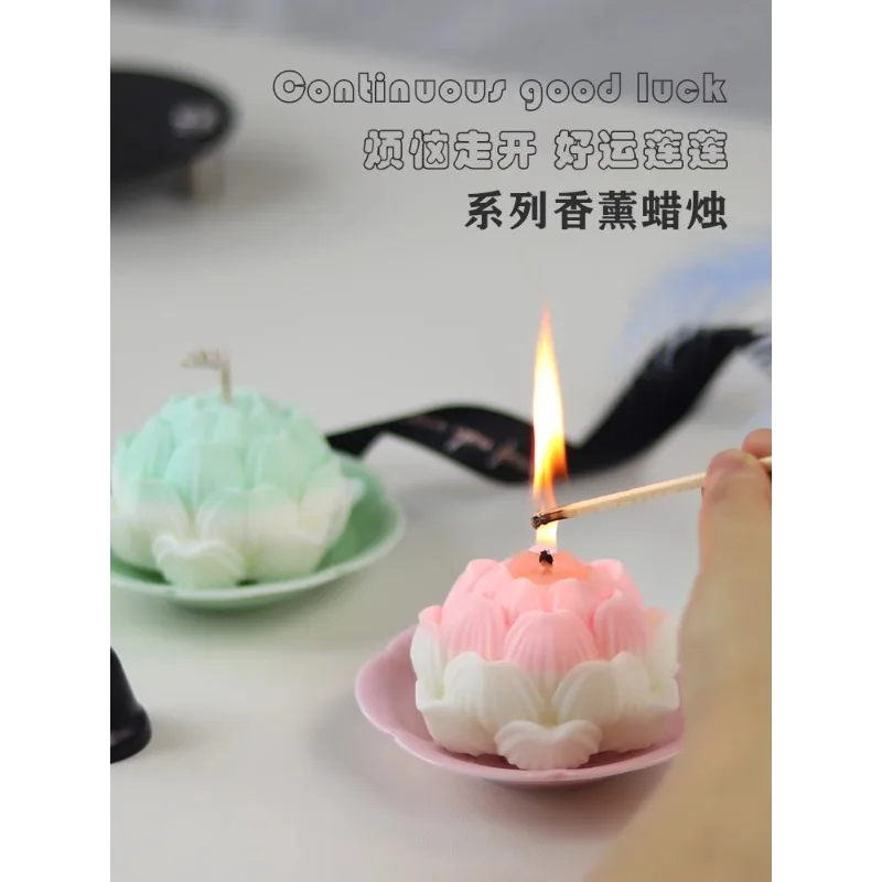 

"Good Luck Lotus Lotus" Scented Candle Gift Box Home Bedroom Niche Premium Fragrance Lasting Ornament Gift