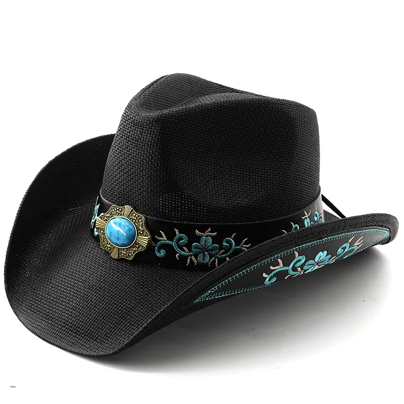 chapeau-de-cowboy-cowgirl-occidental-retro-a-large-bord-en-paille-rigide-motif-tibetain-perles-bleues-bande-en-cuir-pour-femme-et-homme-protection-solaire-plage-et-exterieur