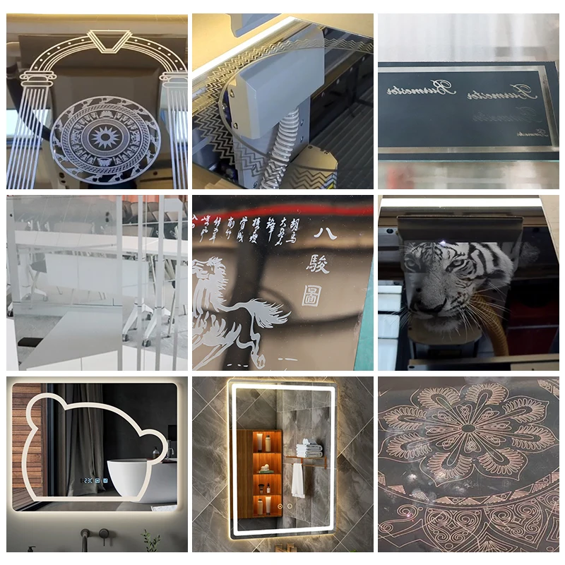 All-In-One Roestvrijstalen Glas Led Spiegel Zandstralen Boren Fiber Laser Markering Machine 50W