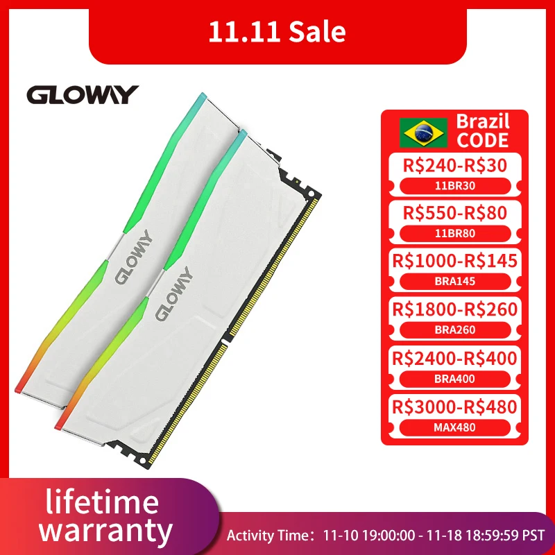 Gloway Memoria RAM DDR4 RGB 8GB 16GB 3200mhz 3600mhz  Dual Channel DDR4 3200mhz Memory Desktop Gaming High Performance Ram