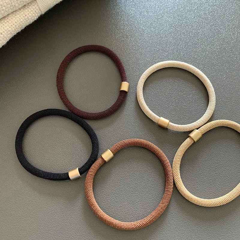 5pc Cute Khaki Style Ponytail Holder Cute Hair Tie Elastic Hairbands Hair Rope for Women Girls Kids Holiday Hair Accessories