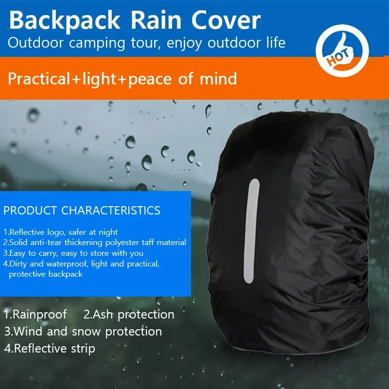 Reflective Waterproof Backpack Rain Cover Outdoor Night Cycling Safety Light Raincover Bag Hiking Mountaineering Backpack Cover