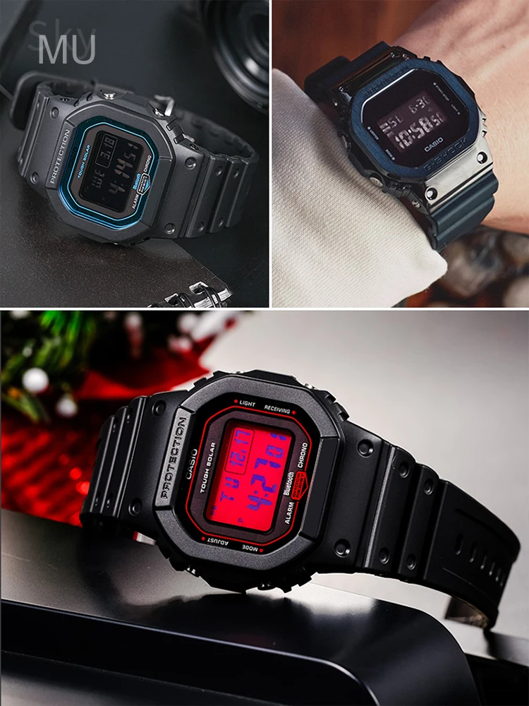 Pulsera de reloj de resina para Casio G-SHOCK GW-M5610 G5600E DW5600 hebilla especial rojo azul caqui negro longitud ajustable borde convexo