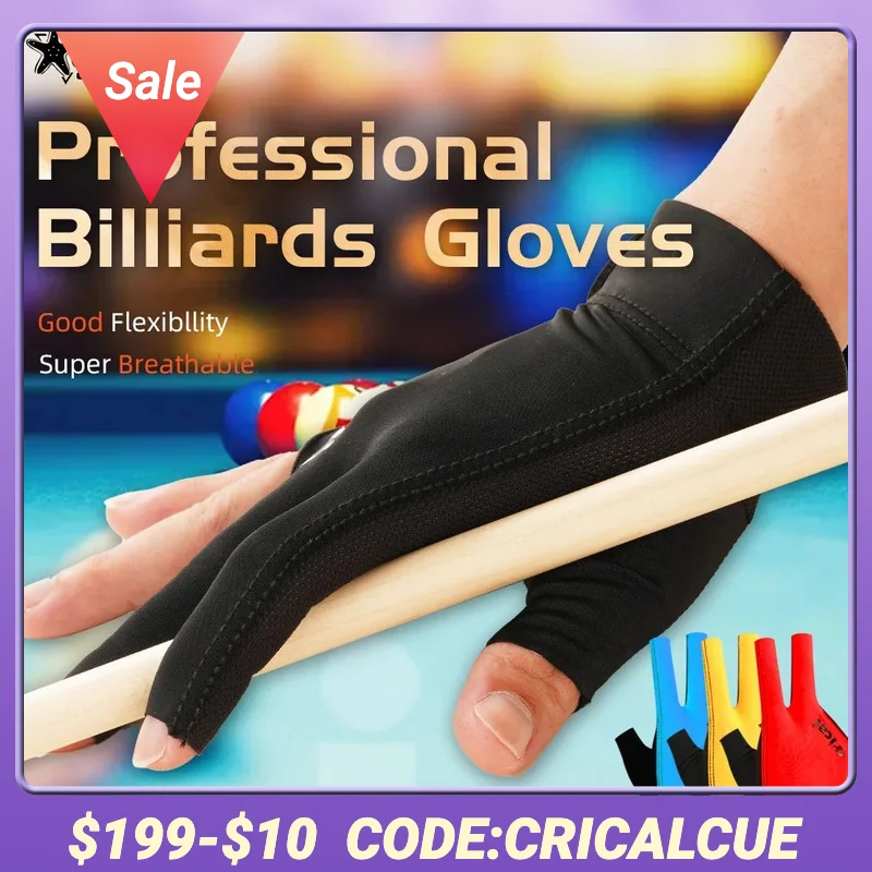 

CRICAL 3-пальцевые перчатки для бильярда, удобные перчатки для снукерного кия из лайкры, перчатки для правой и левой руки, тренировочные перчатки для бильярда, аксессуары