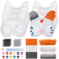 6Pcs Fox Masks DIY Therian Masks Fox Masks To Paint And Felt Art Crafts Akcesoria DIY Animal Mask Blank Mask Costume For Party