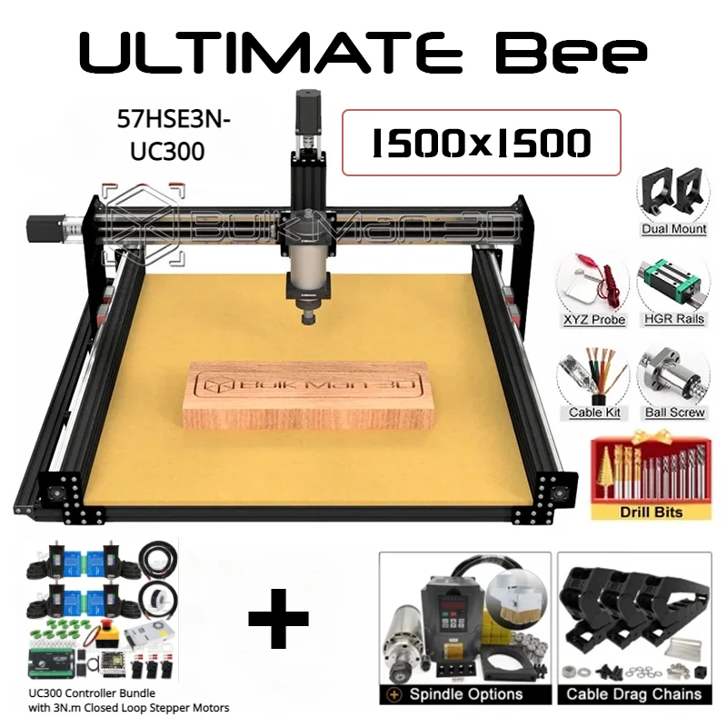 

Скидка 20% BulkMan 3D Black 1500x1500 ULTIMATE Bee Полный комплект станка с ЧПУ с шаговыми двигателями UC300 MACH3-3N.m Фрезерный станок по дереву с ЧПУ