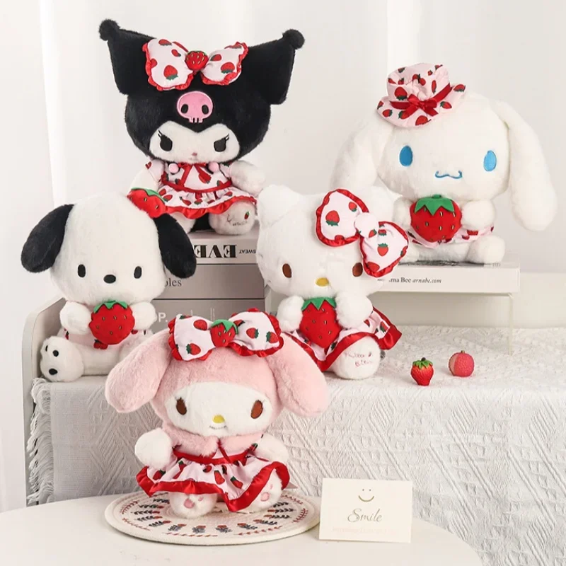 

Sanrio Fresh Strawberry Kuromi Melody Pochacco Hellokitty Cinnamoroll Plush Toy Girl Plush Keychain Pendant Cartoon Stuffed Doll