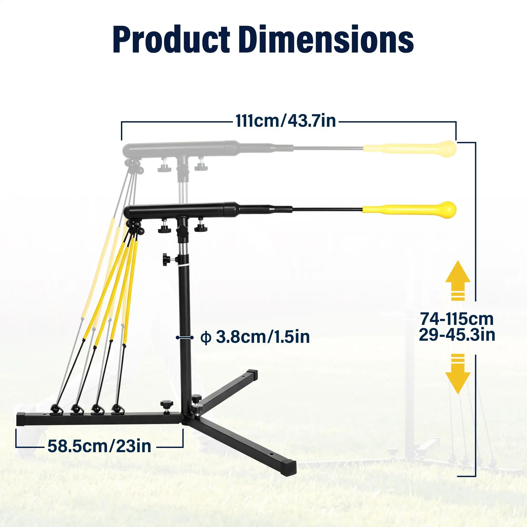 Baseball Swing Trainer, Auto Reset Hitting Trainer with 4 Power Bands, Height Adjustable 29-45 in for Softball and Baseball Power Speed Coordination Training