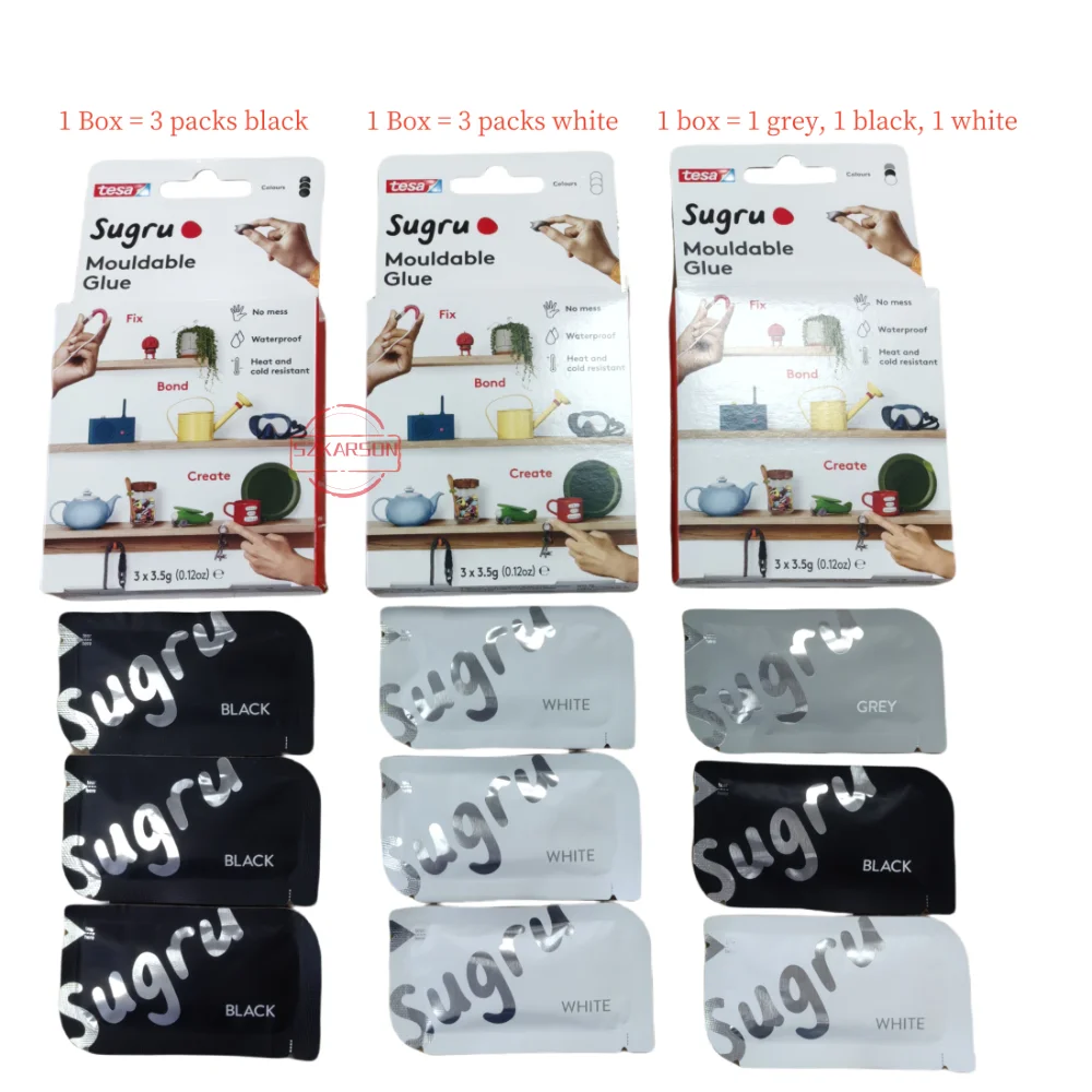 Tesa Sugru Malleable, Strong All Purpose Adhesive, 1 Box=3 Pack (3 X 3.5 g)