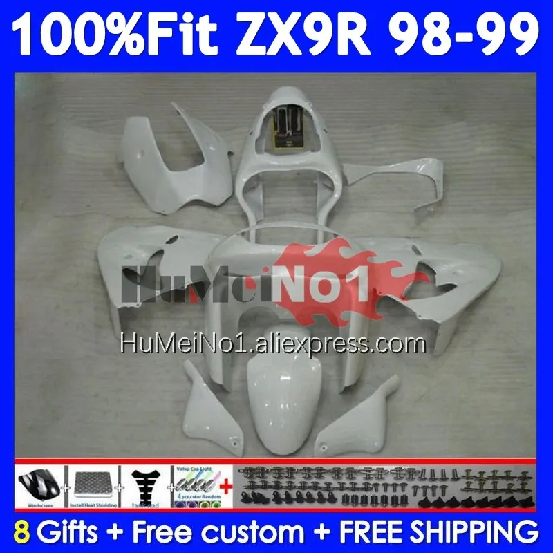 OEM Body For KAWASAKI NINJA ZX 9R Pearl White 900 CC 9 ZX9 R 213No.15 ZX900 900CC ZX-9R ZX9R 98 99 1998 1999 Injection Fairing