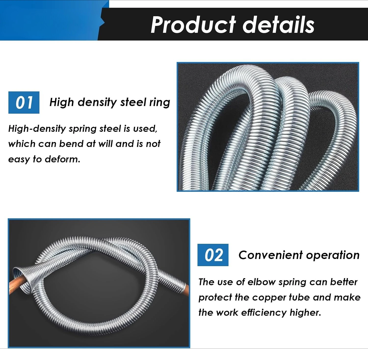 TINSOL 5pcs Premium Outside Spring Copper Tube Bender Kit Manual Internal Folding Pipe Bending Tool for O.D. 1/4