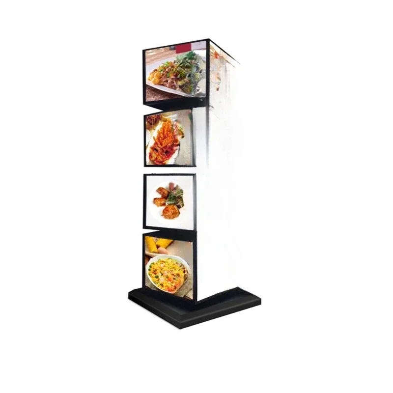 

Vertical light box, menu display outdoor floor led luminous mobile rolling rotating display sign